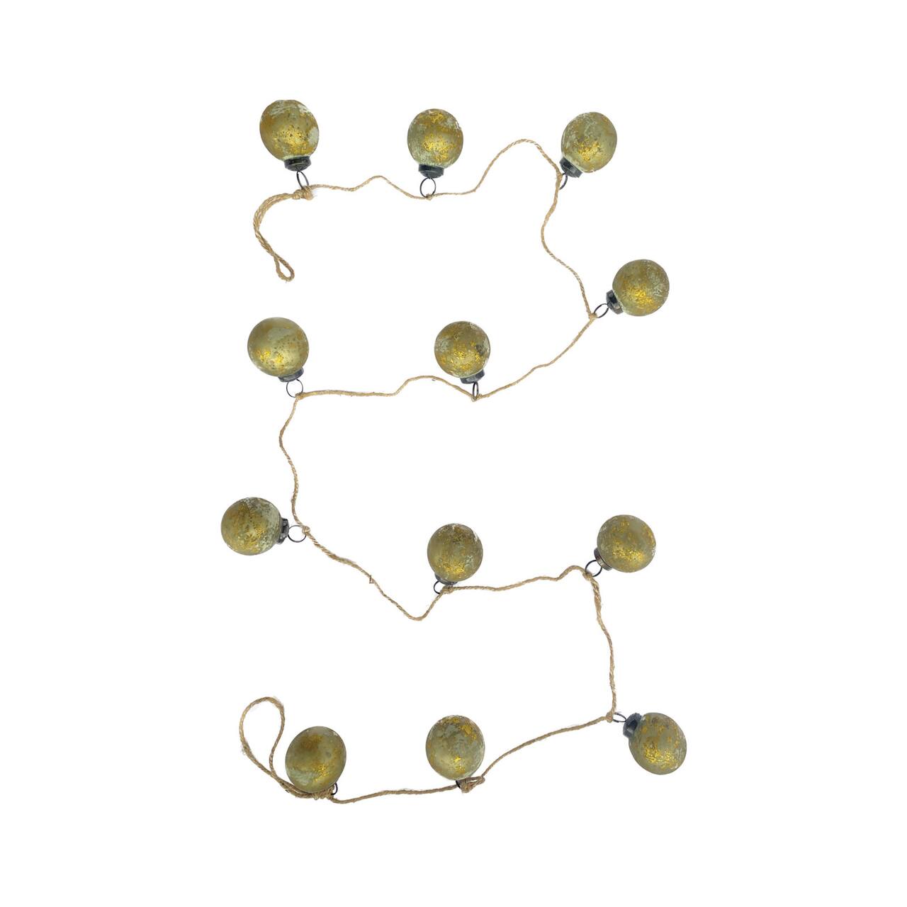 Hello Honey® 6ft. Matte Olive Green & Gold Finish Glass Ball Ornament Garland